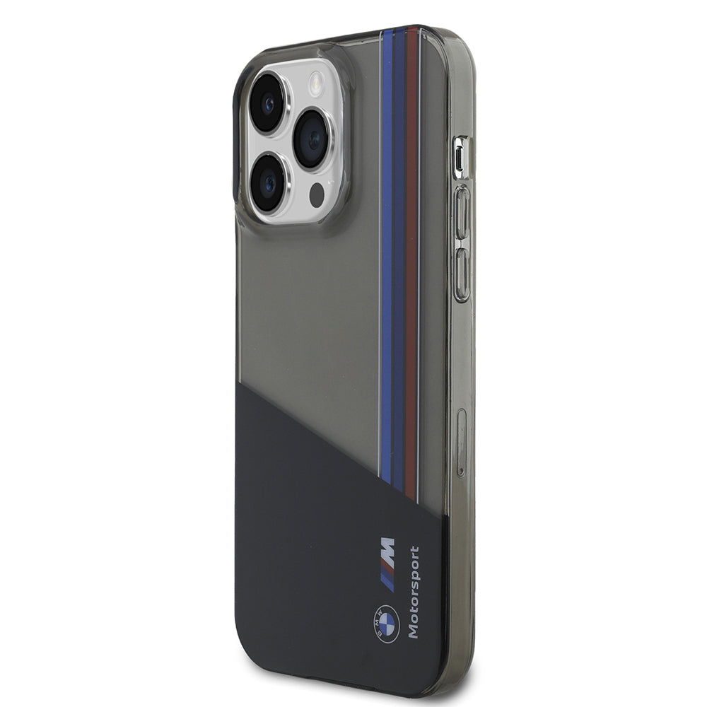 BMW iPhone 14 Pro Max Orjinal Lisanslı Yarı Transparan M Dizayn Çizgili Telefon Kılıfı BMW iPhone 14 Pro Max Orjinal Lisanslı Yarı Transparan M Dizayn Çizgili Telefon Kılıfı